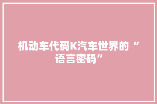 机动车代码K汽车世界的“语言密码”