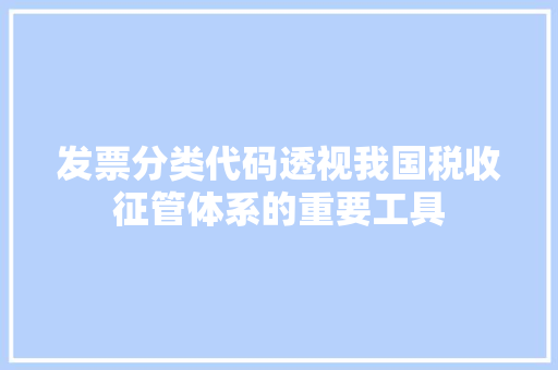 发票分类代码透视我国税收征管体系的重要工具
