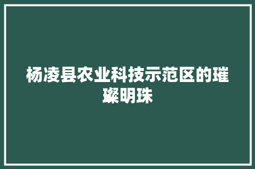 杨凌县农业科技示范区的璀璨明珠