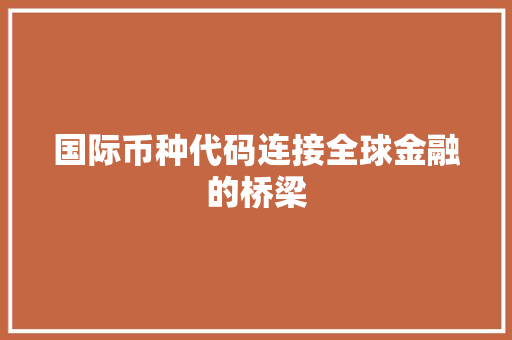 国际币种代码连接全球金融的桥梁  第1张