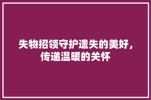 失物招领守护遗失的美好，传递温暖的关怀