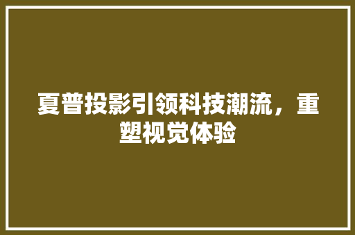夏普投影引领科技潮流，重塑视觉体验