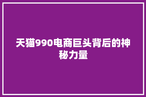 天猫990电商巨头背后的神秘力量  第1张