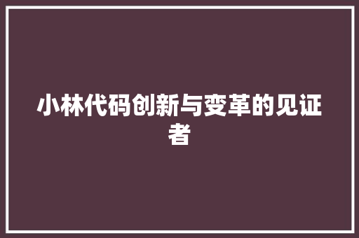 小林代码创新与变革的见证者