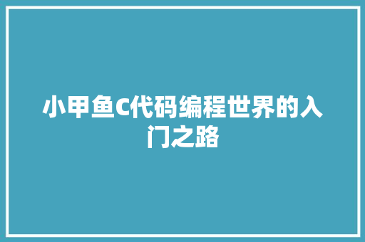 小甲鱼C代码编程世界的入门之路