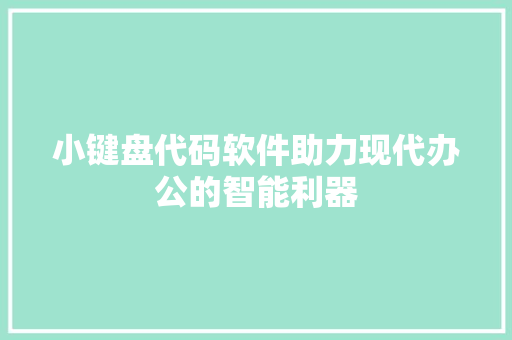 小键盘代码软件助力现代办公的智能利器