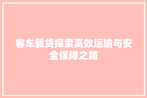 客车载货探索高效运输与安全保障之路