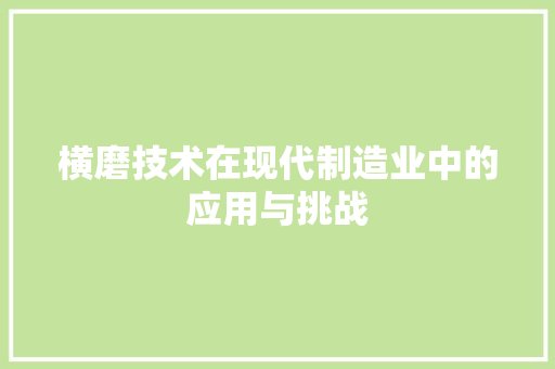 横磨技术在现代制造业中的应用与挑战