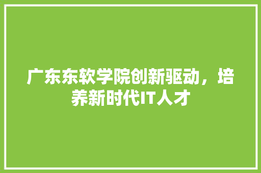 广东东软学院创新驱动，培养新时代IT人才