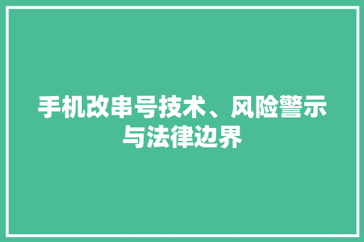 手机改串号技术、风险警示与法律边界