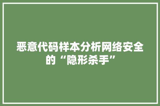 恶意代码样本分析网络安全的“隐形杀手”  第1张