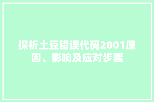 探析土豆错误代码2001原因、影响及应对步骤