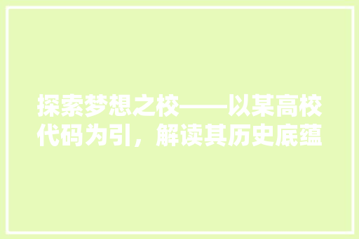探索梦想之校——以某高校代码为引，解读其历史底蕴与未来展望