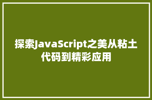 探索JavaScript之美从粘土代码到精彩应用