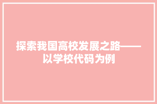 探索我国高校发展之路——以学校代码为例