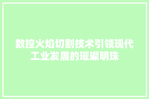 数控火焰切割技术引领现代工业发展的璀璨明珠