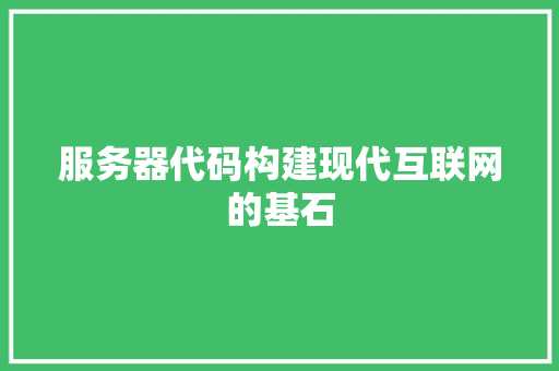 服务器代码构建现代互联网的基石