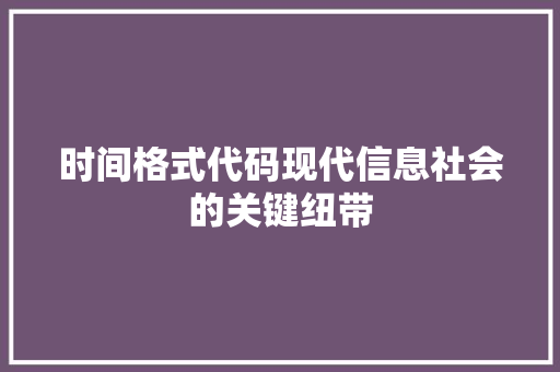 时间格式代码现代信息社会的关键纽带