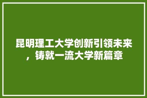 昆明理工大学创新引领未来，铸就一流大学新篇章  第1张