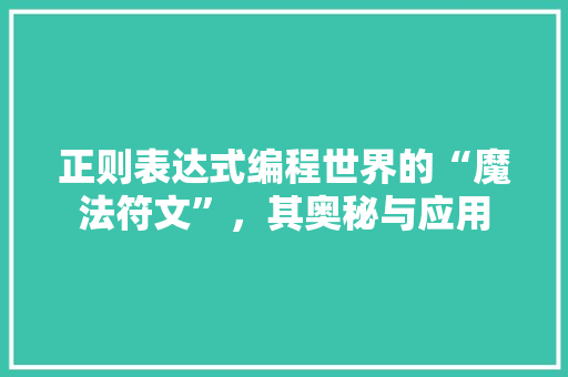 正则表达式编程世界的“魔法符文”，其奥秘与应用