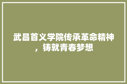 武昌首义学院传承革命精神，铸就青春梦想