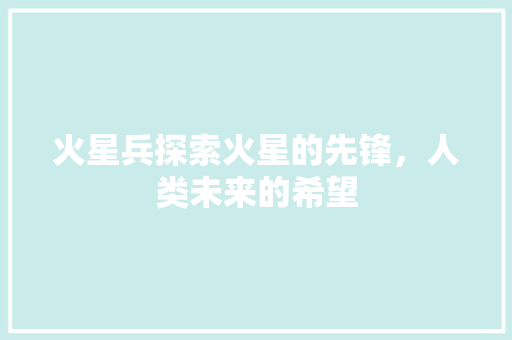 火星兵探索火星的先锋，人类未来的希望