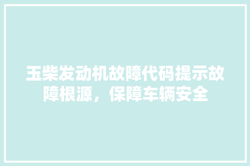 玉柴发动机故障代码提示故障根源，保障车辆安全