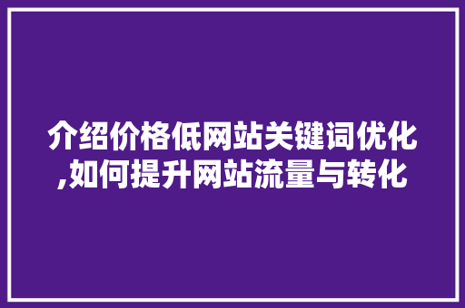 介绍价格低网站关键词优化,如何提升网站流量与转化率  第1张