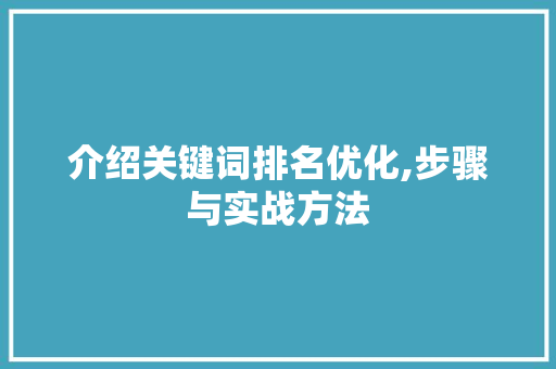 介绍关键词排名优化,步骤与实战方法