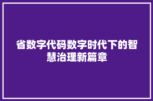 省数字代码数字时代下的智慧治理新篇章