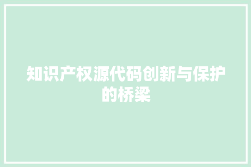 知识产权源代码创新与保护的桥梁