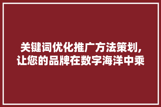 关键词优化推广方法策划,让您的品牌在数字海洋中乘风破浪