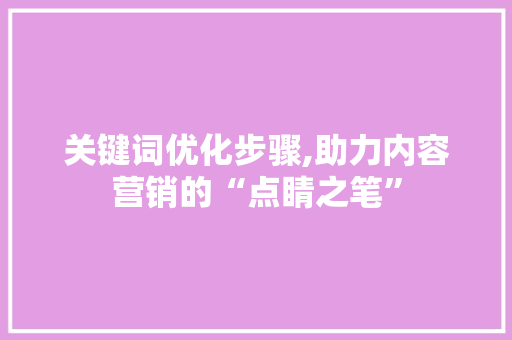 关键词优化步骤,助力内容营销的“点睛之笔”