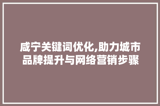 咸宁关键词优化,助力城市品牌提升与网络营销步骤