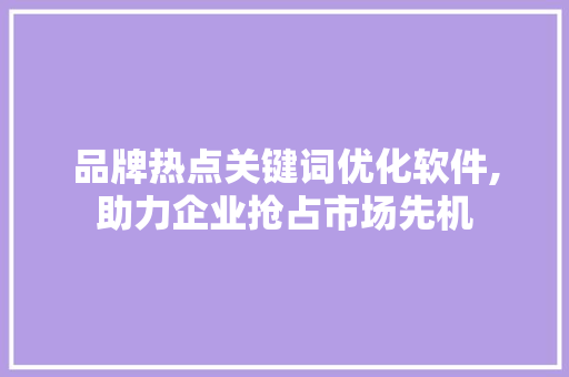 品牌热点关键词优化软件,助力企业抢占市场先机
