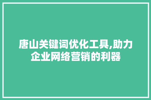 唐山关键词优化工具,助力企业网络营销的利器