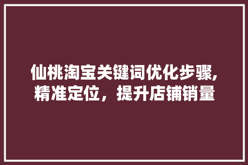 仙桃淘宝关键词优化步骤,精准定位，提升店铺销量