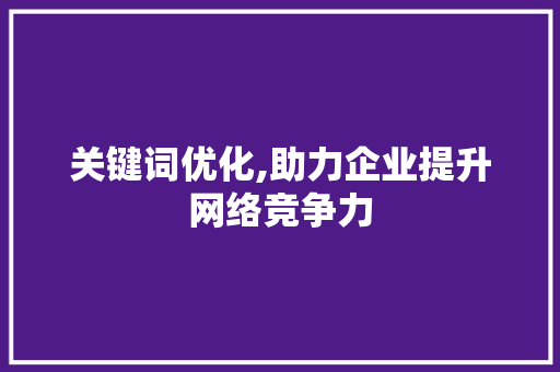 关键词优化,助力企业提升网络竞争力