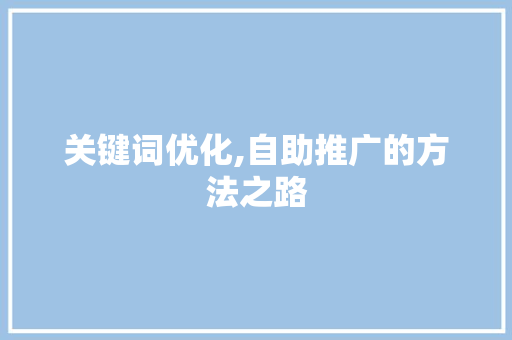 关键词优化,自助推广的方法之路