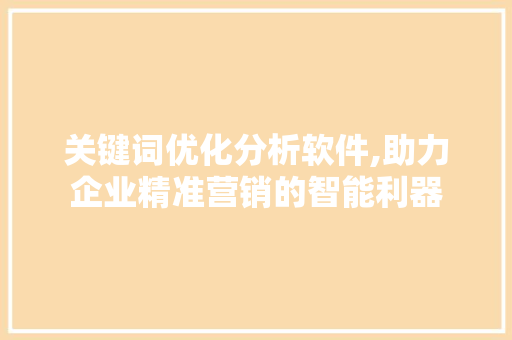 关键词优化分析软件,助力企业精准营销的智能利器